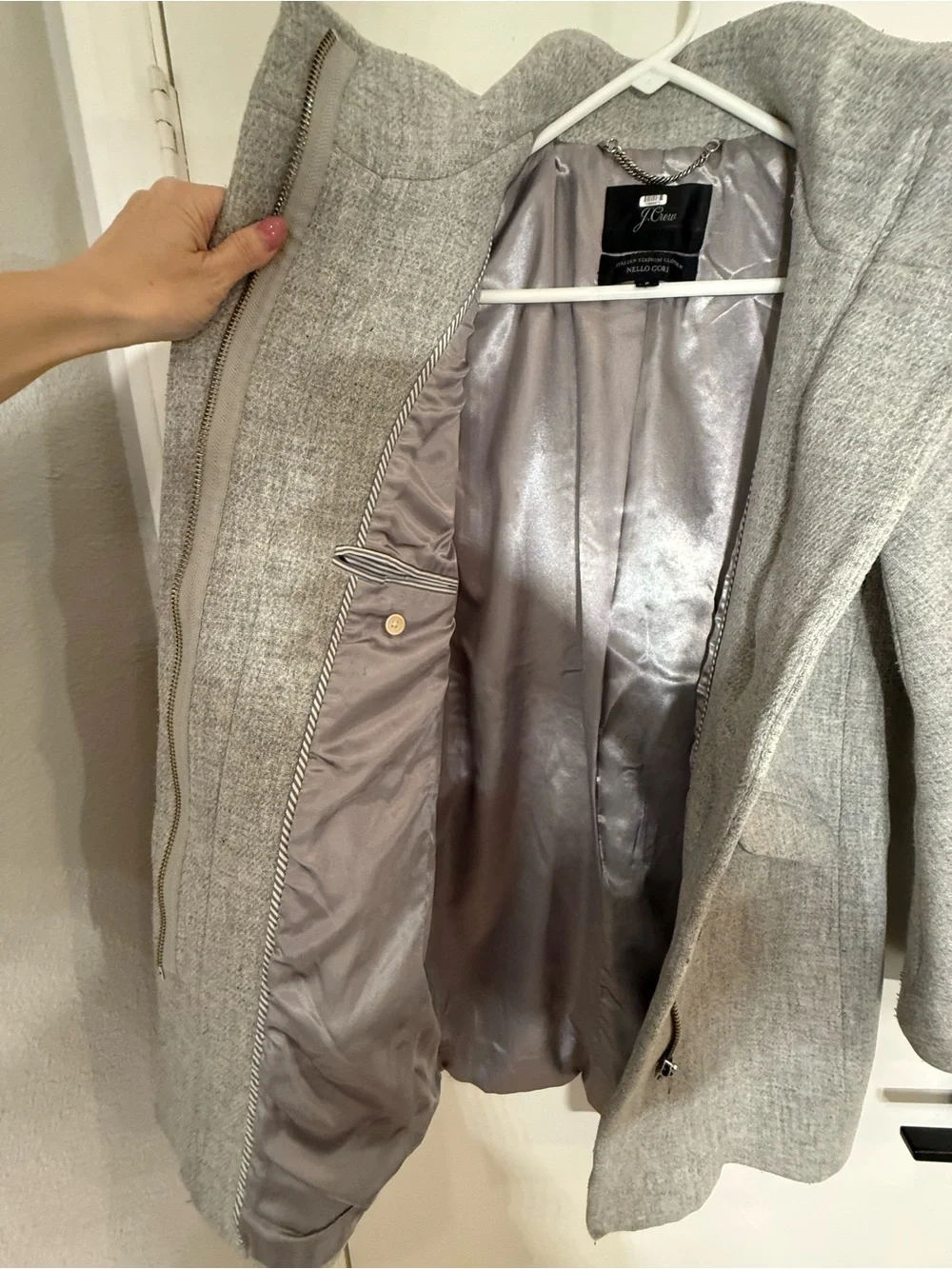 J. Crew Light Gray Wool-Blend Pea Coat